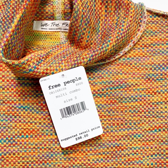 NWT Free People Sunny Days Turtle Neck in Orange - Picture 9 of 10